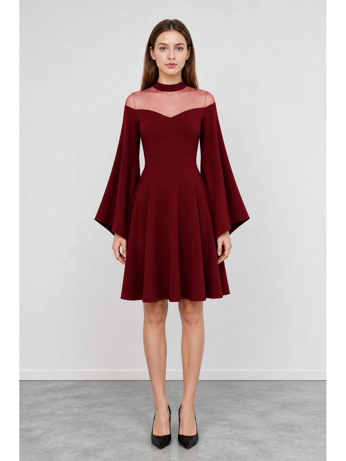 High-Neck Dress with Flared Sleeves main product view