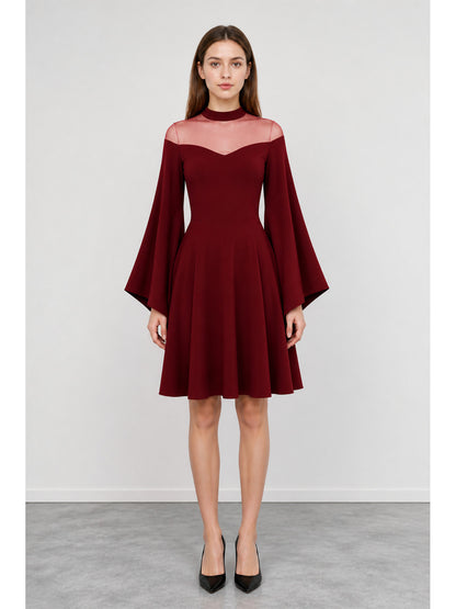 High-Neck Dress with Flared Sleeves main product view
