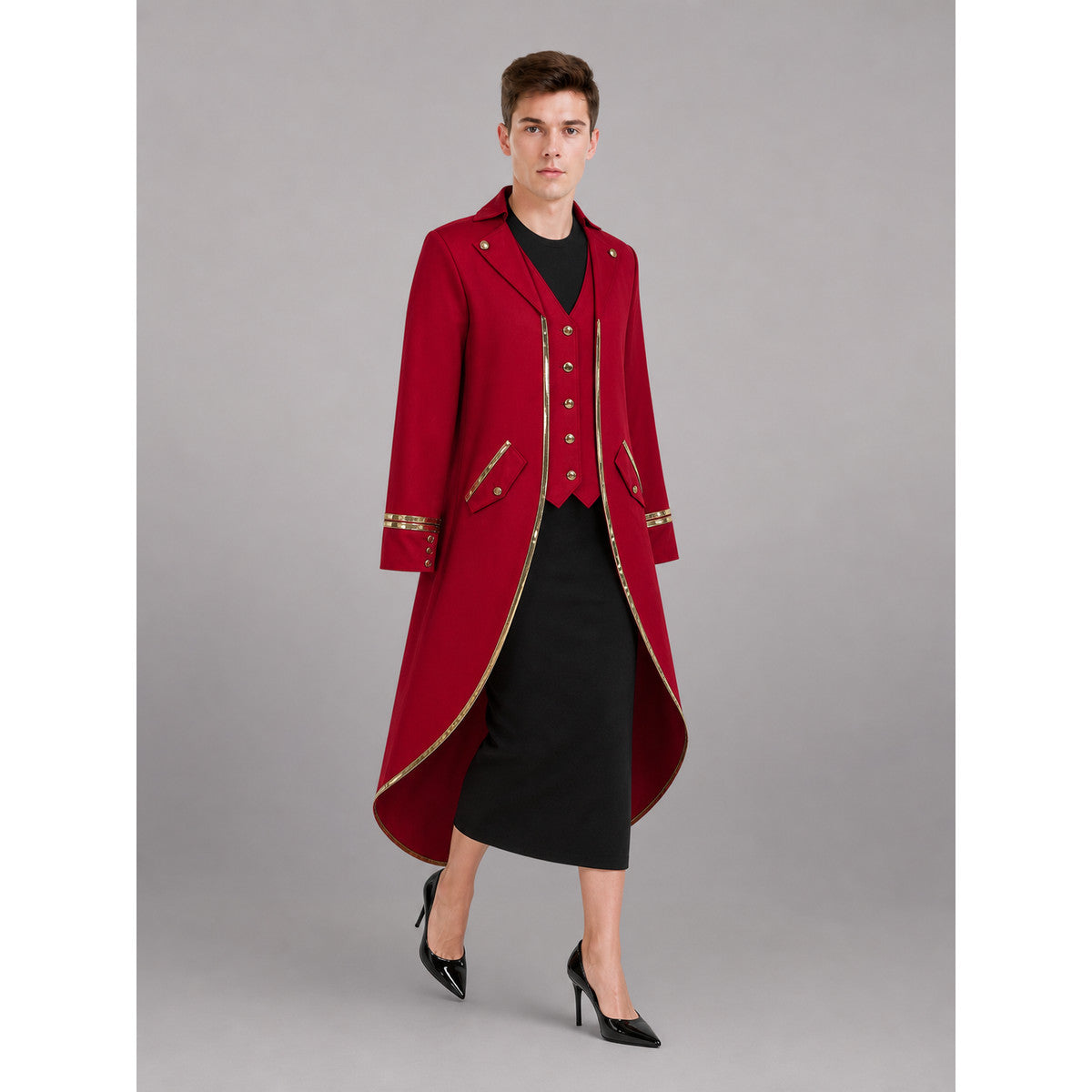 Red Carnival Cloak with Gold Trim