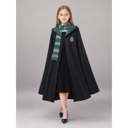 Black Hooded Carnival Cloak front view