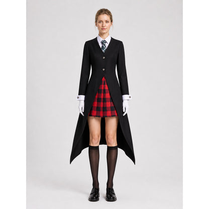 Maka from Soul Eater Cosplay Costume, Red and Black Plaid on-model view