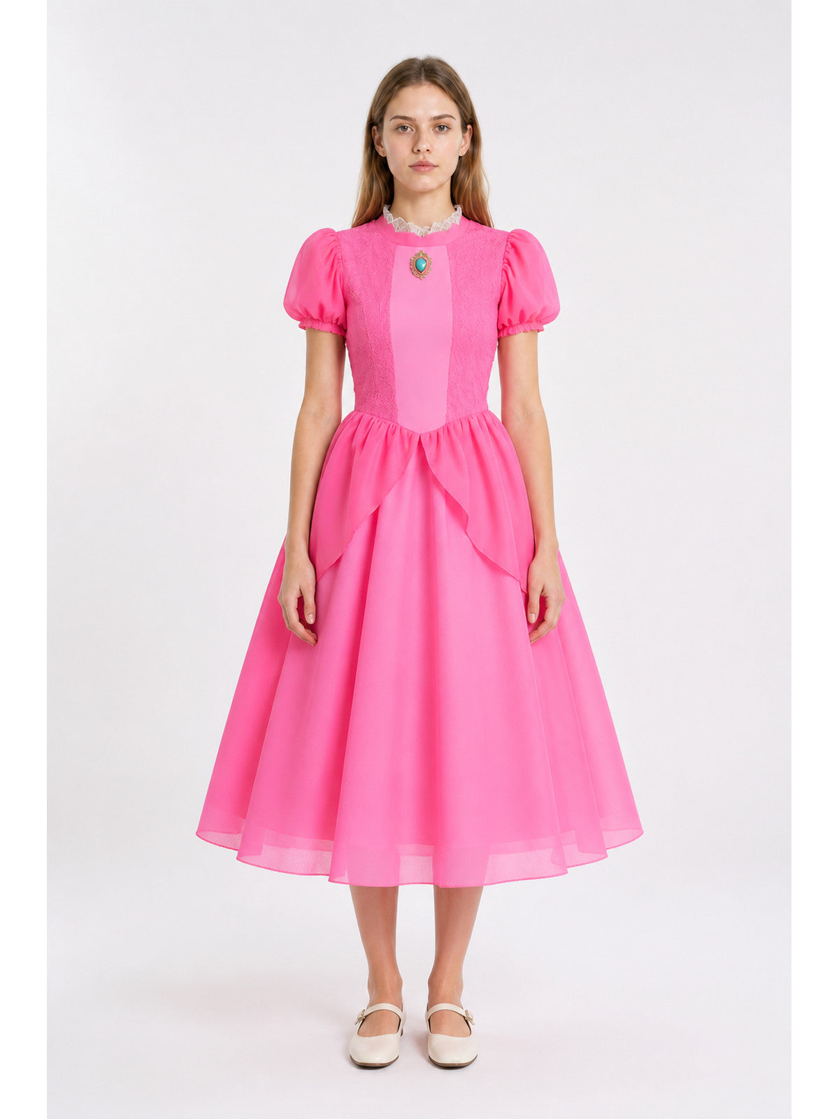 Peach Dress with Layered Skirt, Pink main product view