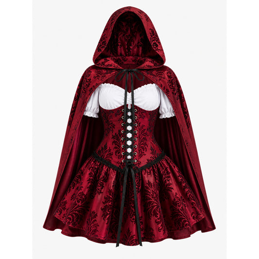 Little Red Riding Hood Costume with Cape and Corset product-only view