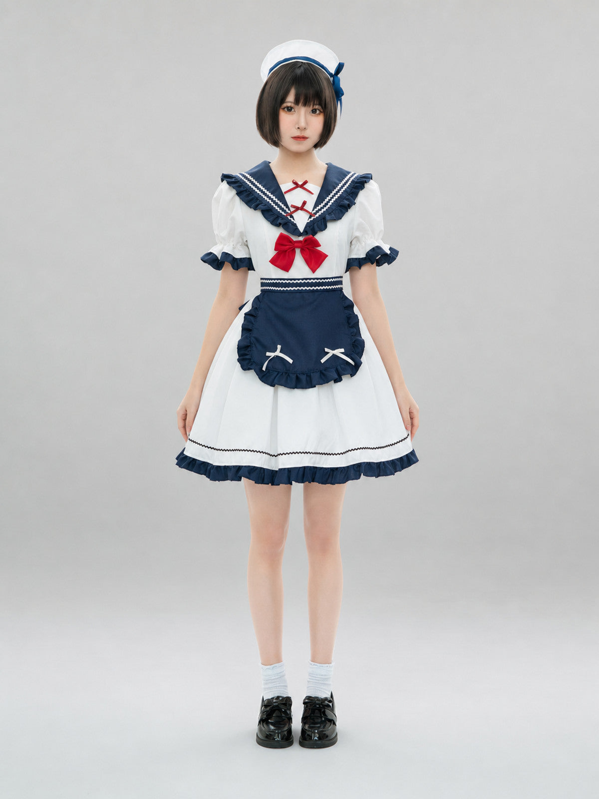 Maid-Style Cosplay Costume with Bow front view