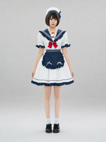 Maid-Style Cosplay Costume with Bow front view