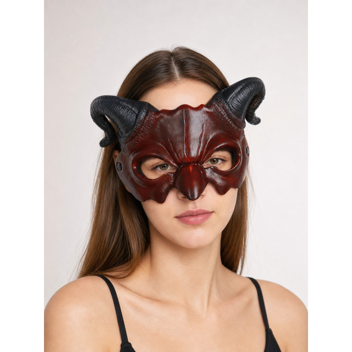 Carnival Headwear, Red and Black Demon Half-Mask