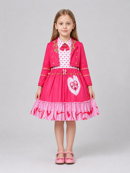 Descendants 5 Cosplay Set: Pink Dress and Jacket on-model view