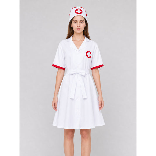Medical-Themed Costume with Dress and Cap front view