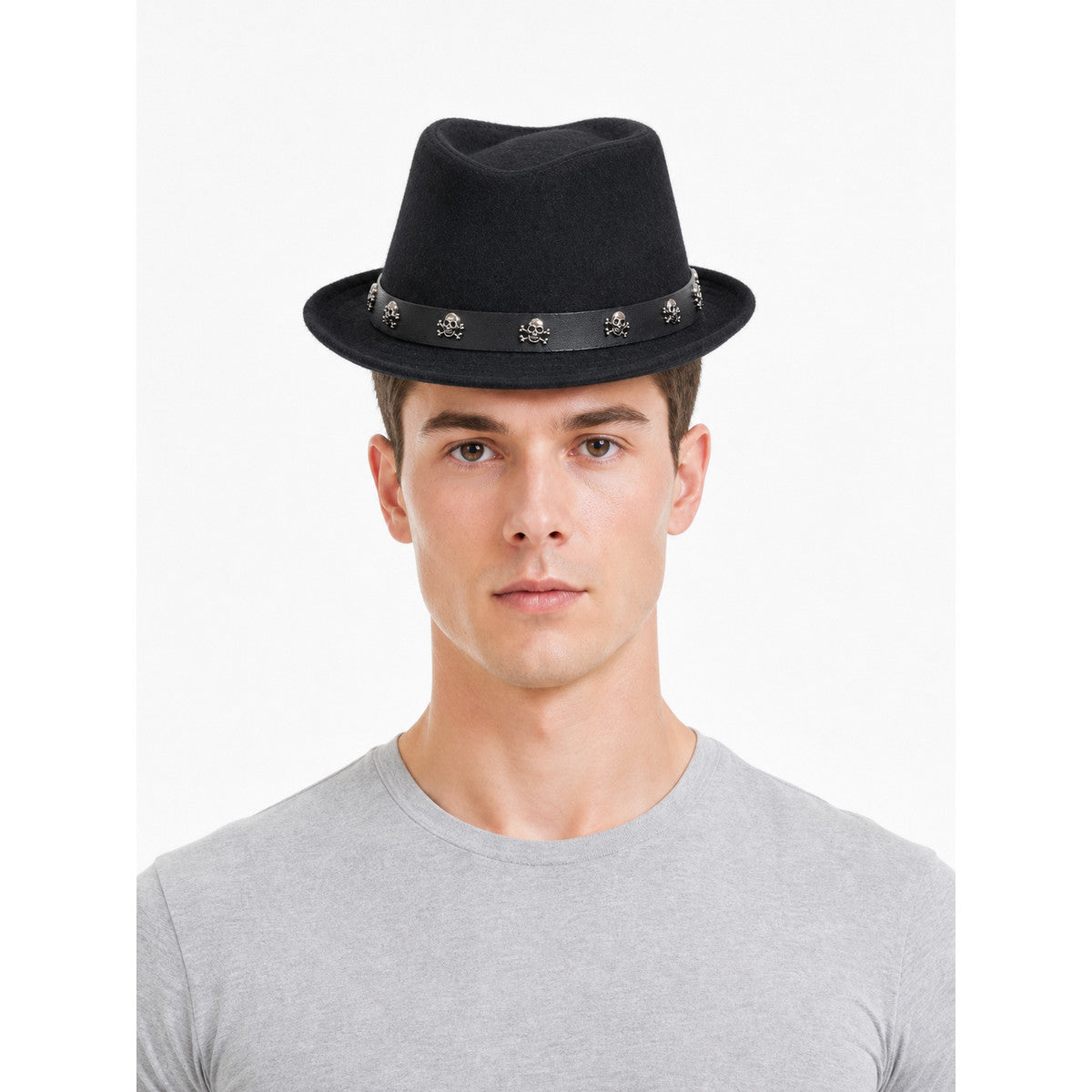 Carnival Hat with Skulls and Wide Brims front view