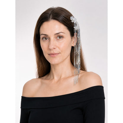 Hair Clip with Moon and Flower, Long Chains main product view