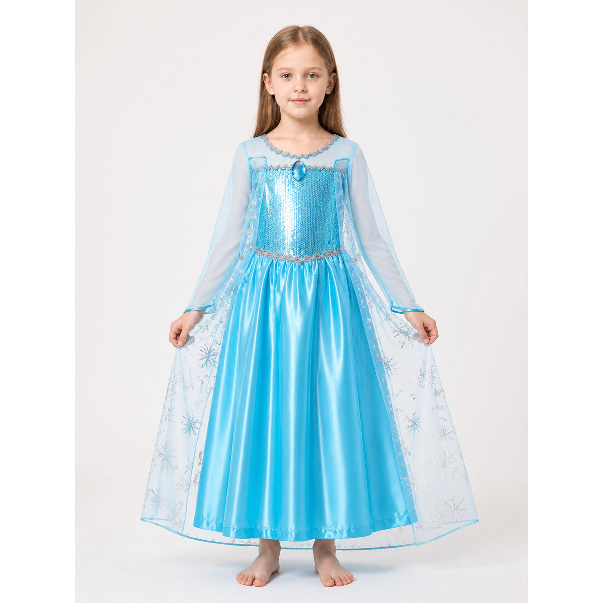 Blue Snow Queen Costume for Girls for Halloween main product view