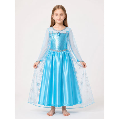 Blue Snow Queen Costume for Girls for Halloween main product view