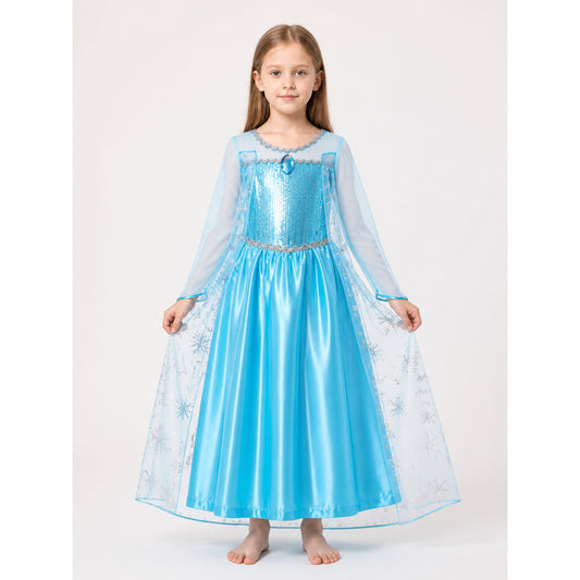 Blue Snow Queen Costume for Girls for Halloween main product view