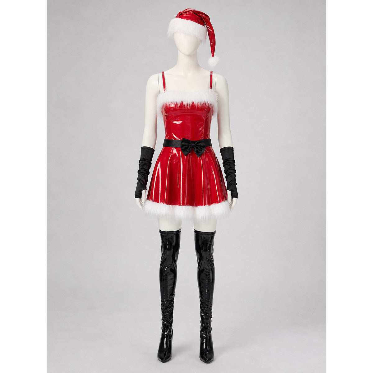 Red Christmas Costume with White Trim and Bow