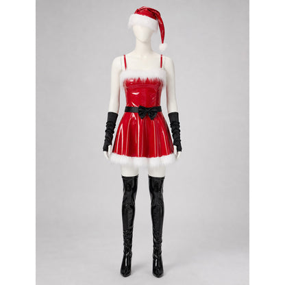 Red Christmas Costume with White Trim and Bow