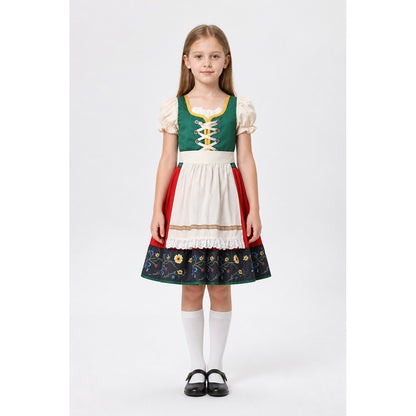 Dirndl Dress with Apron and Lace-Up Front, A-Line Silhouette