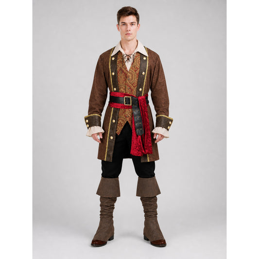 Pirate Costume with Frock Coat and Accessories