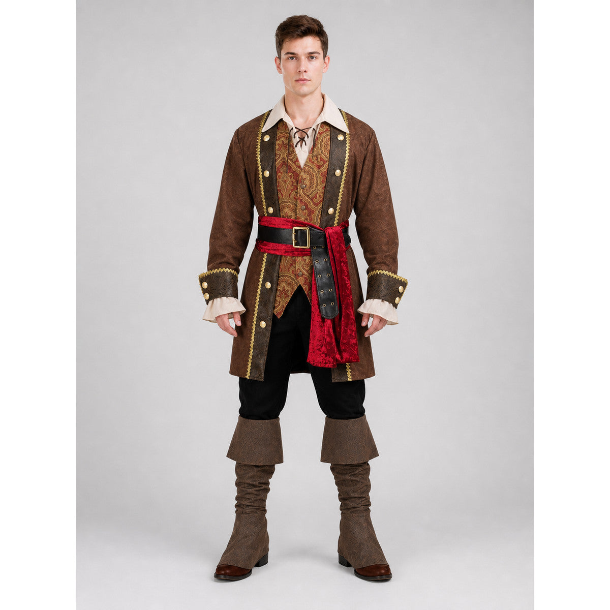Pirate Costume with Frock Coat and Accessories front view