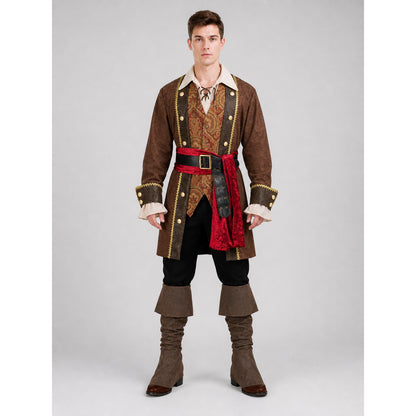 Pirate Costume with Frock Coat and Accessories front view