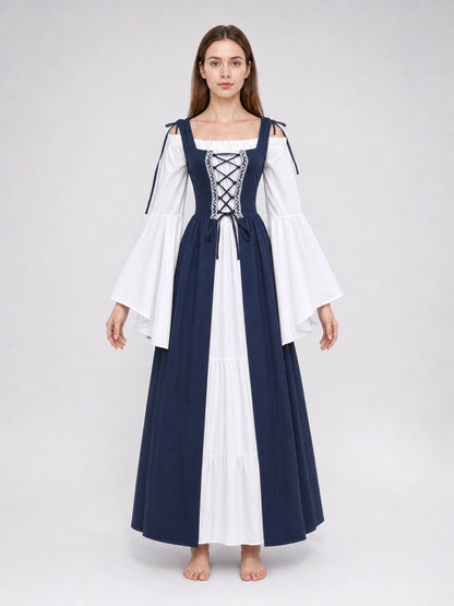 Medieval-Style Dress with a Square Neckline