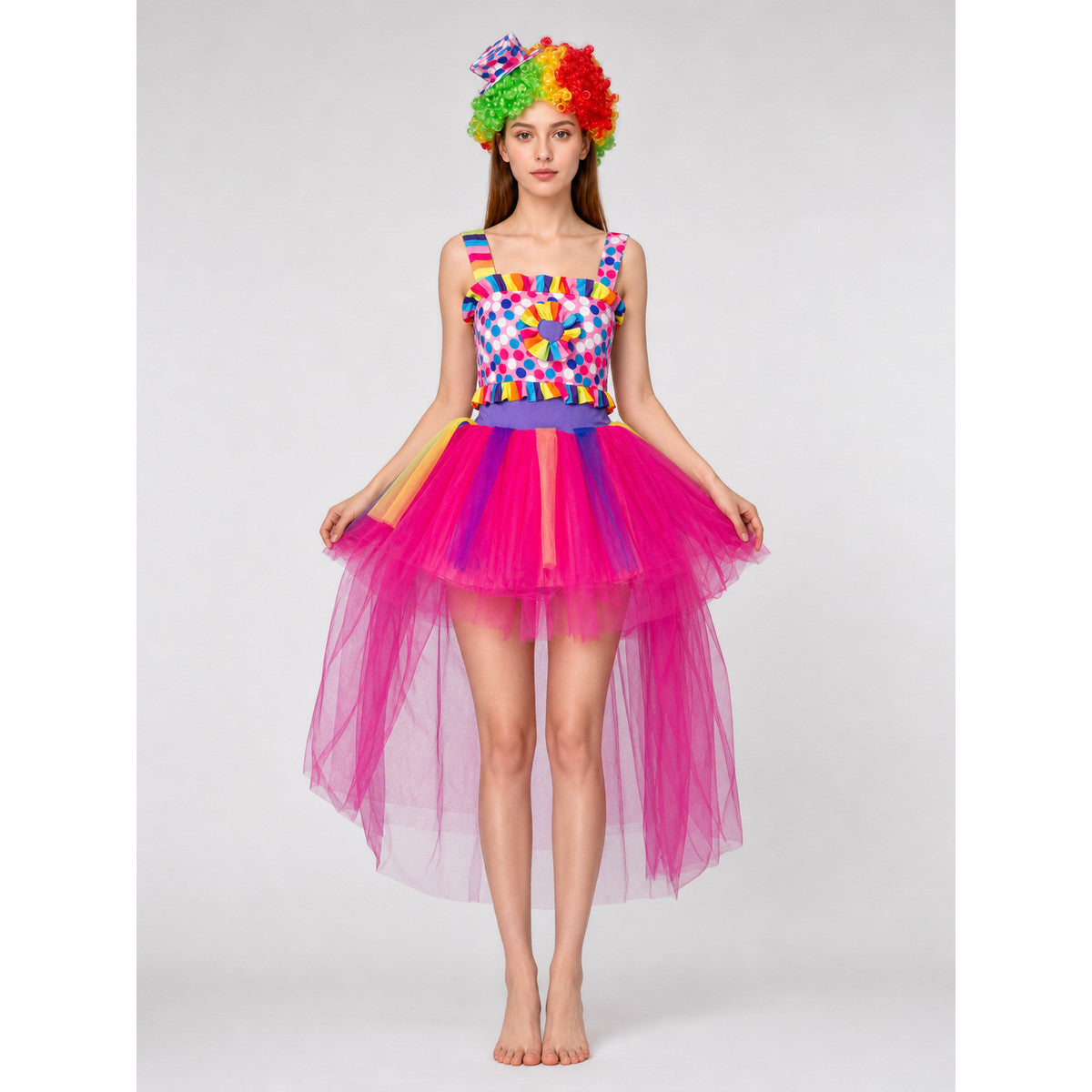 Carnival Clown Costume Dress with Hat