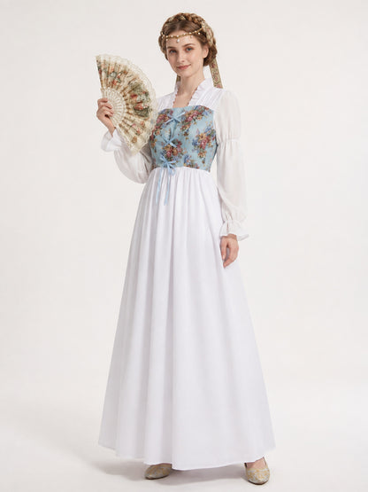 Blue Cosplay Dress with Floral Bodice and Lacing main product view