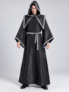 Black Sorcerer Costume with Hood and Capelet