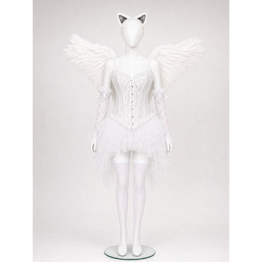 White Angel Costume with Skirt for Halloween