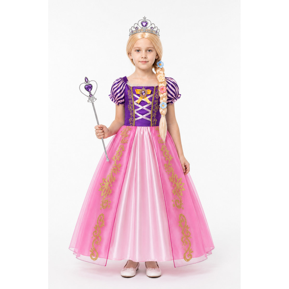 Rapunzel Princess Costume with Crown and Braid main product view