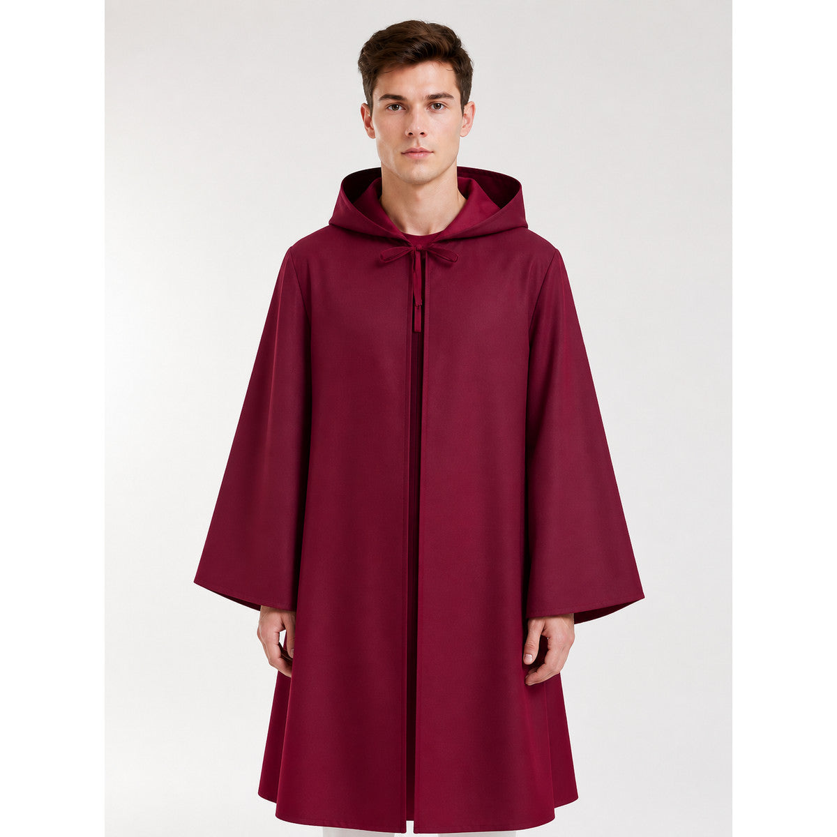 Burgundy Carnival Cloak with Pointed Hood