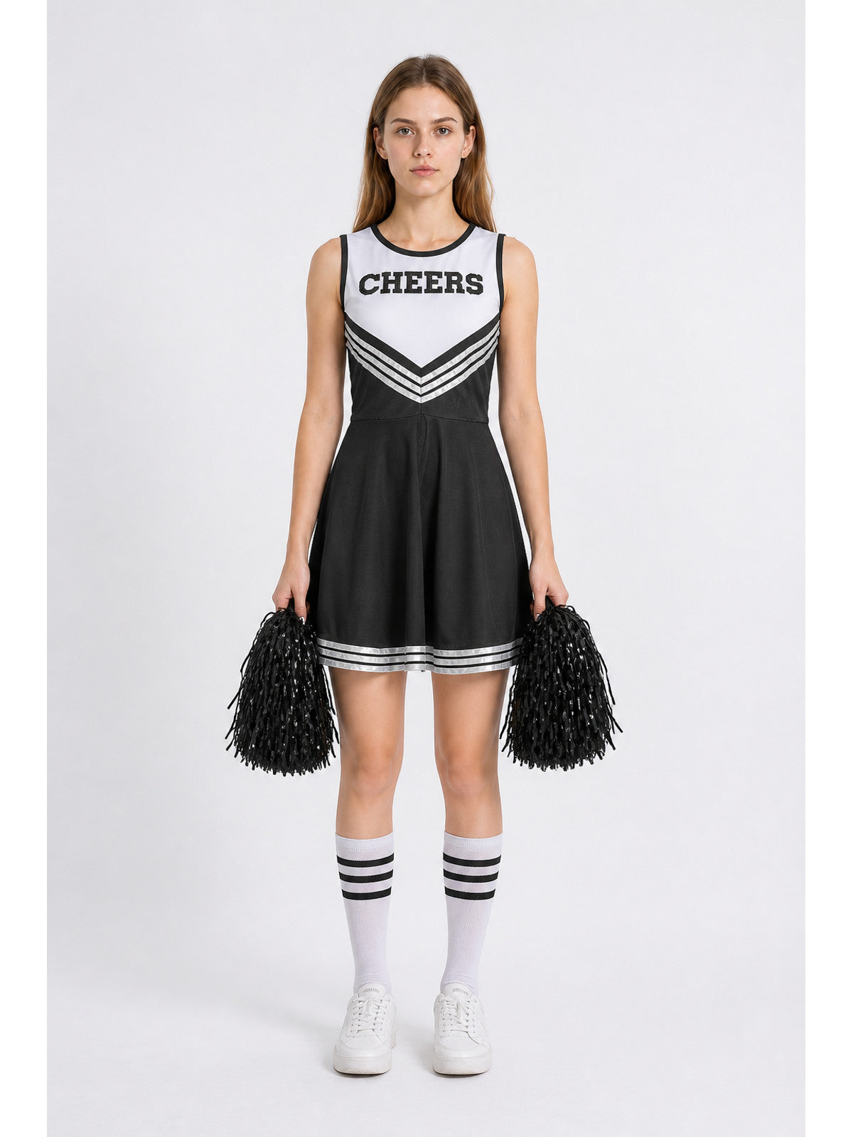 Sleeveless Cheerleading Dress with Pom-Poms and Socks main product view