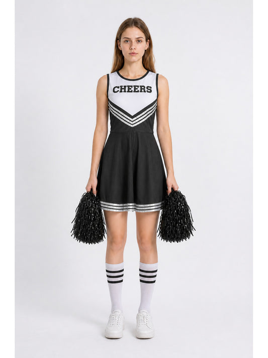 Sleeveless Cheerleading Dress with Pom-Poms and Socks main product view