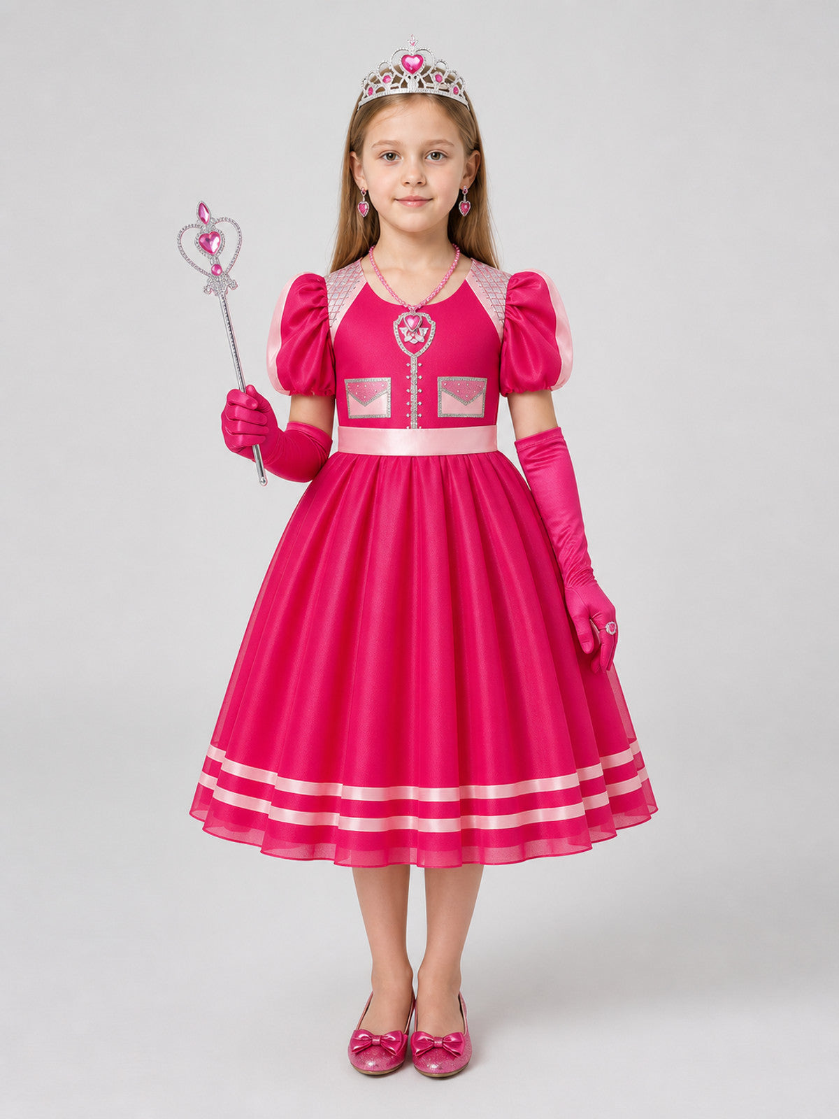 Poofy Princess Dress with Crown and Accessories on-model view