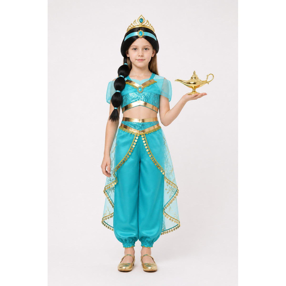Jasmine Children's Carnival Costume with Crown and Wig main product view