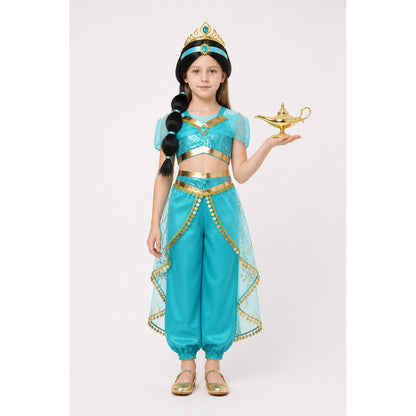 Jasmine Children's Carnival Costume with Crown and Wig main product view