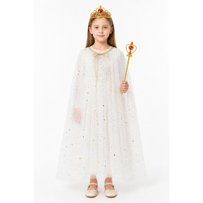Children's White Cape with Stars and Crown main product view