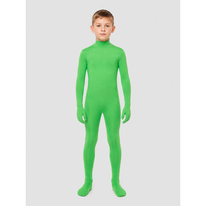 Green Alien Cosplay Jumpsuit with Hood on-model view