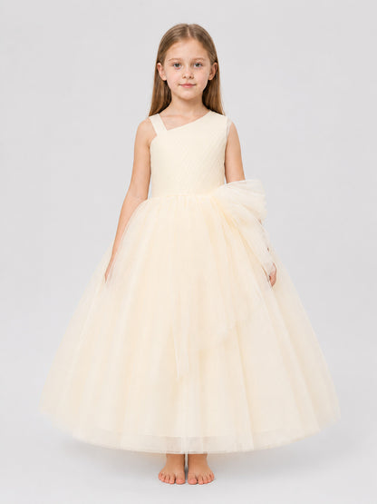 Full-Length Party Dress with a Tulle Skirt on-model view
