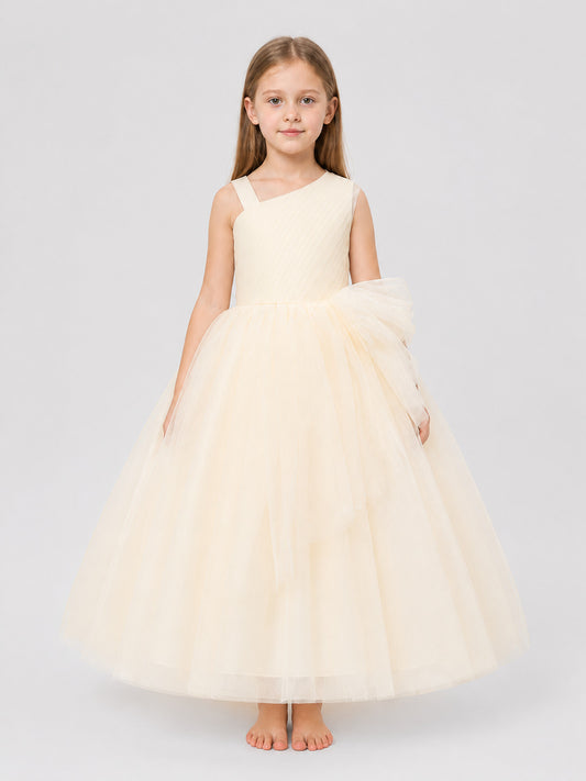 Full-Length Party Dress with a Tulle Skirt on-model view