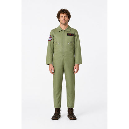 Light Green Jumpsuit with Zipper and Pockets main product view