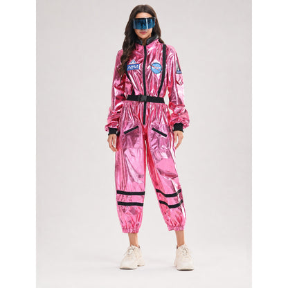 Pink Jumpsuit with Space Patches on-model view