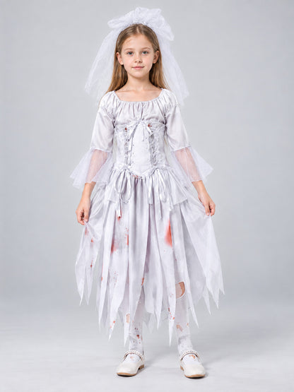 Kids' Ghost Bride Carnival Costume with Veil