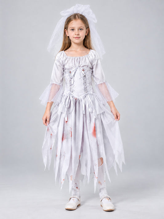 Kids' Ghost Bride Carnival Costume with Veil