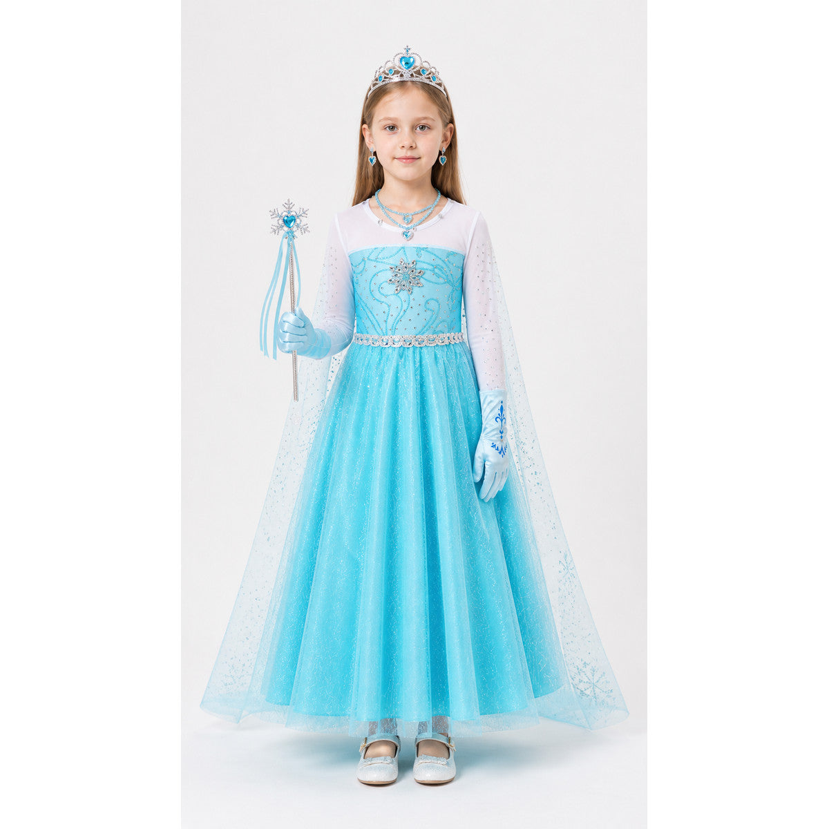 Elsa Costume with Crown and Wand for Halloween main product view