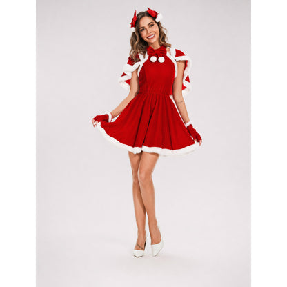 New Year's costume with dress, cape, and trim