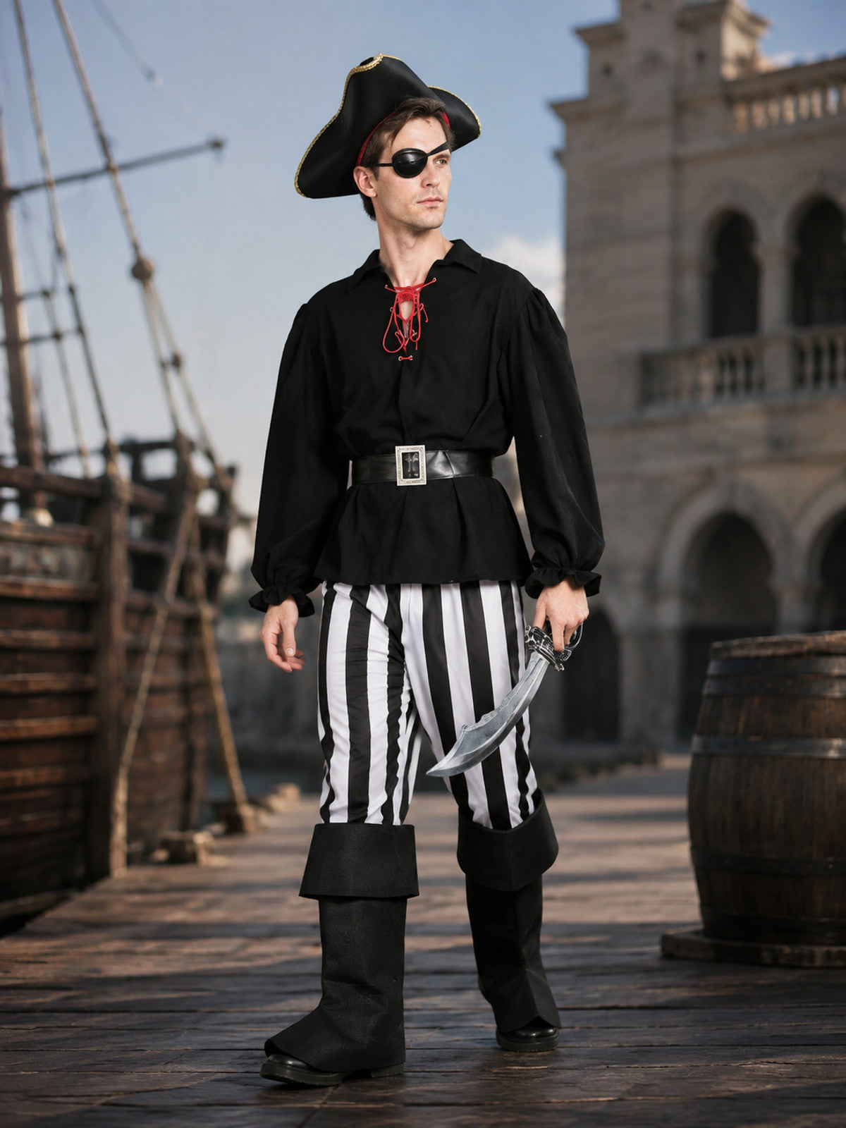 Caribbean Captain Pirate Costume for Cosplay and Stage main product view