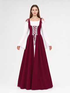 Long Medieval-Style Dress with Blouse