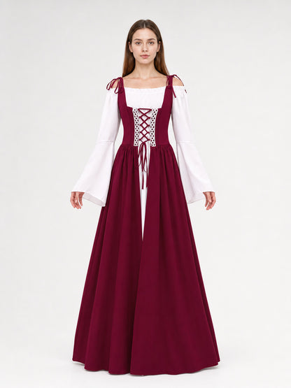 Long Medieval-Style Dress with Blouse front view