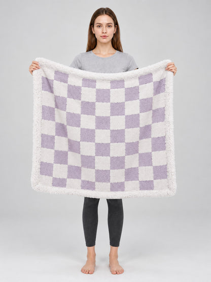 Double-Sided Checkered Pet Blanket on-model view