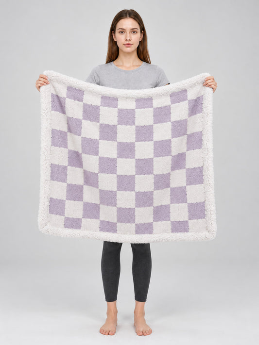 Double-Sided Checkered Pet Blanket on-model view